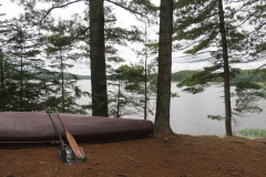 Canoe Turned over facing White Trout Lake, Algonquin Park